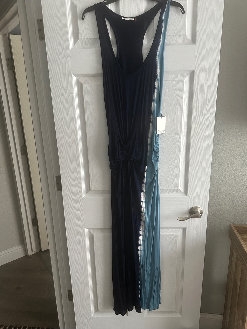 Calvin Klein Navy and Teal Maxi Dress
